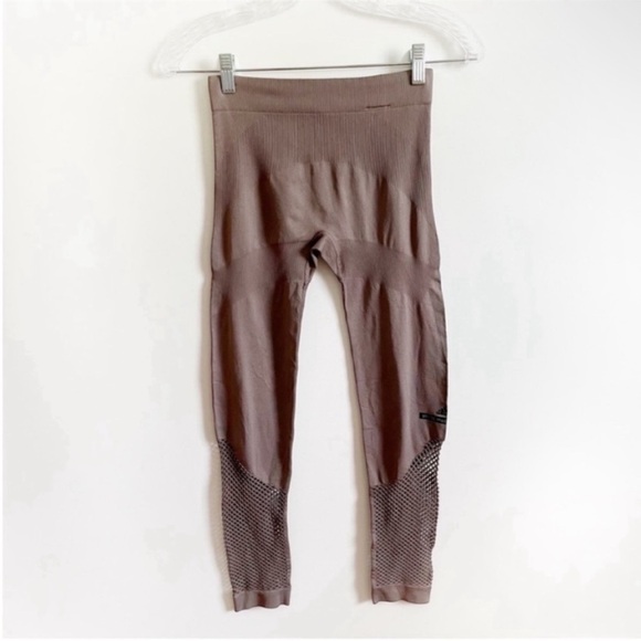 Stella McCartney for Adidas Essential Studio Tights gray ribbed eyelet stretch - Picture 2 of 6